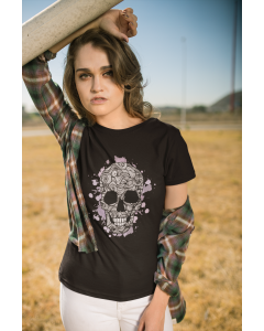 Curvy Skull Splash @ T-Shirt Regular Donna - Nera