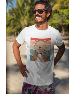 Quokka Coffee Sunset @ T-Shirt Regular Uomo - Bianca