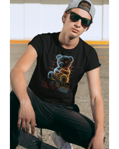 Neon Teddy A B C @ T-Shirt Regula Uomo - Nera